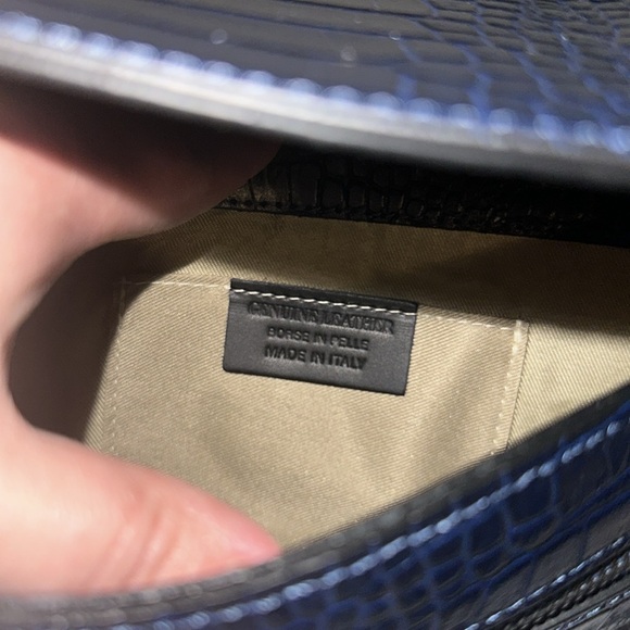 Scui Studios Italian Leather Crossbody/Clutch bag, Navy Blue- NWT - Picture 3 of 11